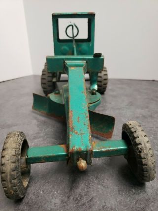 Rare Vintage LUMAR Pressed Steel Power Road Grader Construction Green Toy bymark 2