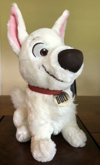 13 " Disney Store Bolt Movie White Puppy Dog Lightning Stuffed Animal Plush Toy