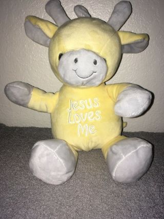 Dandee Jesus Loves Me Singing Yellow Gray Giraffe Baby Plush Stuffed Animal
