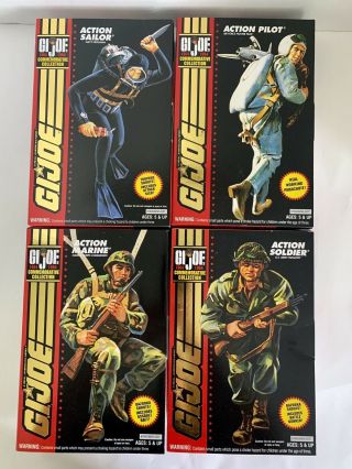 Vintage Gi Joe 1994 Action Marine,  Soldier,  Sailor,  Pilot Set Of 4 (mib)