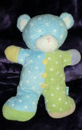 Russ Berrie Jiggles Bear Rattle Blue And Green Dot Pastel 11 " Plush Toy