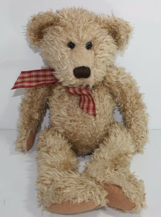 Russ Toffee Teddy Bear 18 " Doll Plush Stuffed Animal Gingham Bow Floppy Bean