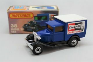 " Matchbox Superfast No38 Ford Model A Champion Van With " Big Dd Front Wheels "