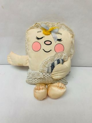 Pillow People Rock A Bye Baby Sleeping Girl Mini 8 " Stains Vintage 1980s Plush