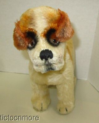Vintage Mohair Glass Eye Puppy Dog Stuffed Animal Steiff Style