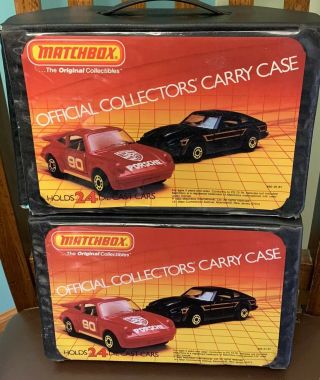 (2) Vintage 1983 Matchbox Car Carrying Case Holds 24 Cars Each