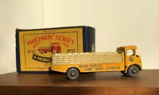 Vintage 1958 Moko Lesney Matchbox No 51 Albion Chieftain Cement Truck B3 Box