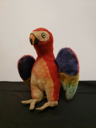 Vintage Steiff Stuffed Lora Parrot,  Germany,  Mohair,  8 "