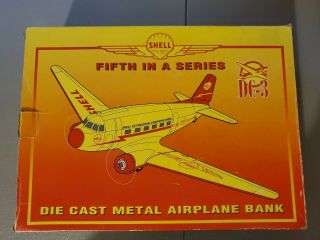 Shell Oil 5 Dc - 3 Diecast Airplane Spec Cast Liberty Classic Bank 45005
