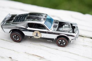Vtg 1969 Mattel Hot Wheels Diecast Redline Car Mustang Boss Hoss Chrome
