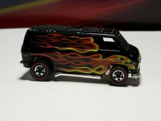 Hot Wheels Van Black With Flames And Redlines Made In Hong Kong