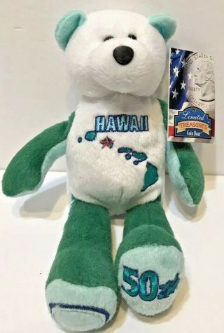 Hawaii State Quarter Bear Limited Treasures 2008 With Tags 50th Coin Plush