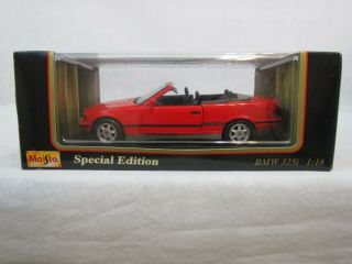Vintage Maisto 1:18 1993 Bmw 325i Convertible Special Edition Red Black