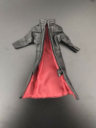 Mezco Blade Wired Black Leather Jacket Trench Coat One:12 1/12 Soft Goods