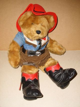 Russ Berrie Moondance Cowgirl Brown Teddy Bear Soft Fuzzy Plush Beanbag Bear
