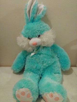 24 " Jumbo Easter Bunny Fuzzy Blue Pink Nose & Eyes Bow Tie Plush Animal