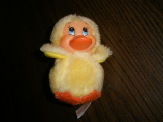 Vintage Russ Berrie Duck Oogi 5 " Plush Rubber/plastic Face