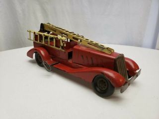Marx Antique Tin Wind Up Car Vintage Fire Truck Toy 1930 