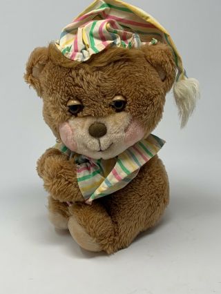 Vtg Fisher Price Plush Teddy Beddy Bear 1985 Stuffed Animal in Nightcap & Shirt 2
