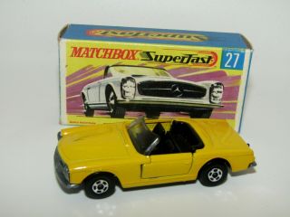 Matchbox Superfast No 27 Mercedes 230sl Light Yellow Wide Wheels Nmib