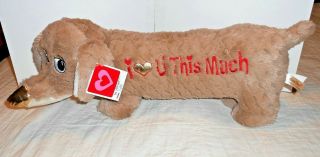 Dan Dee 22 " Plush Dachshund Hot Dog " I Love You This Much " Valentines Day Nwt