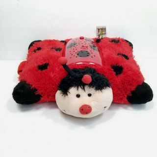 Pillow Pets Lady Bug Dream Lites Plush Stuffed Red Black 11 " Long Lights Up