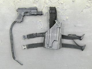 1/6 Scale Toy Swat - 9mm Pistol W/safety Lanyard & Black Drop Leg Holster