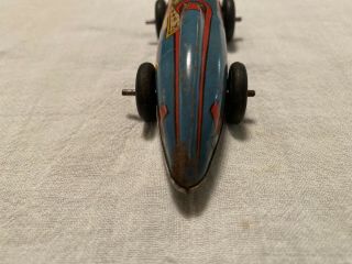 1947 Captain Marvel Blue 4 Race Car,  Fawcett Comics Tin Litho Toy 3