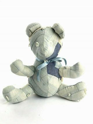 Vintage 1987 Handmade Teddy Bear Patchwork Quilt Plush Toy Stuffed Maker Signed