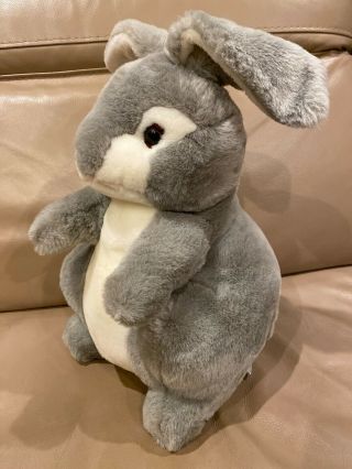 Large Vintage Russ Berrie Easter Chubby Bunny Rabbit Toby Gray 16”