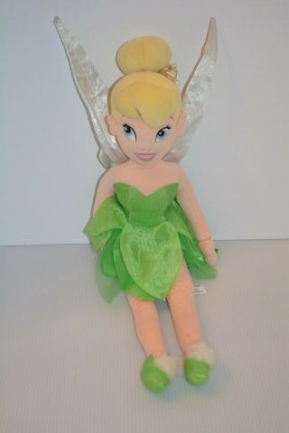 Disney Store Tinker Bell Soft Plush Doll Stuffed Animal Toy 23 " Peter Pan Fairy