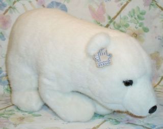 Big Vintage 1988 Applause Plush Stuffed White Polar Bear 16 " Long Realistic Euc