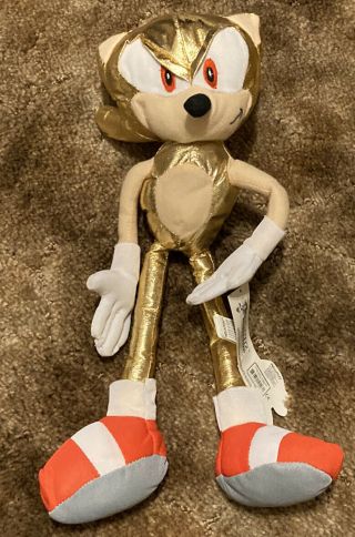Rare W/ Tag 2011 18” Gold Sonic The Hedgehog Plush Stuffed Doll Kellytoy
