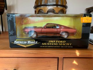Rare Ertl 1/18 1969 Ford Mustang Mach I Calypso Coral Limited Edition