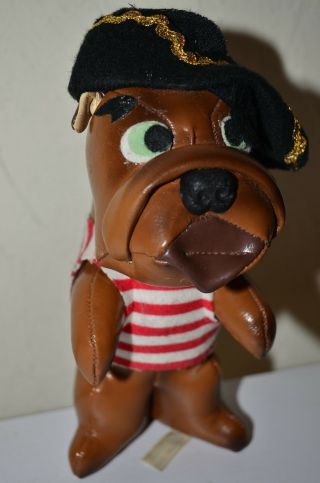 Jestia Bulldog Pirate Dog W/ Eye Patch Vinyl Stuffed Animal Japan Made Vtg 50s