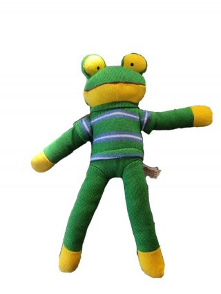 Dan Dee Collectors Choice Green Striped Frog Crochet Knit Sock Plush 19 " 2009
