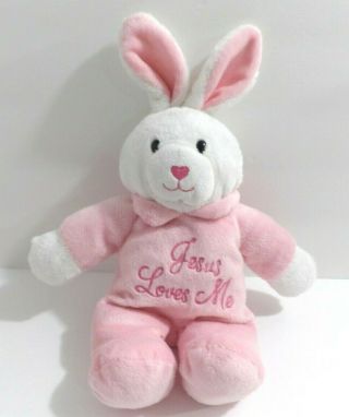 13 " Dan Dee Plush Stuffed White Pink Singing Jesus Loves Me Bunny Toy Animal C14