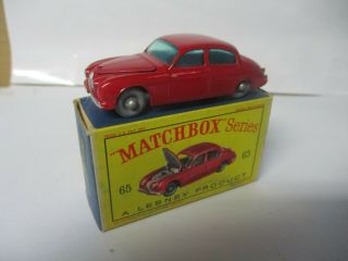 Matchbox Lesney Regular Wheels - 65 - B Jaguar Saloon - Gray Wheels,  Boxed