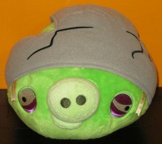 Angry Birds Green Cracked Helmet Pig Corporal Plush Toy No Sounds Military 8 "