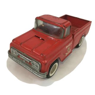 Vintage 1960’s Buddy L Traveling Zoo Pickup Truck Pressed Steel Red 13”