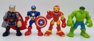 4 Marvel Playskool Heroes 5 " Figures Hulk Thor Iron Man Captain America Hasbro
