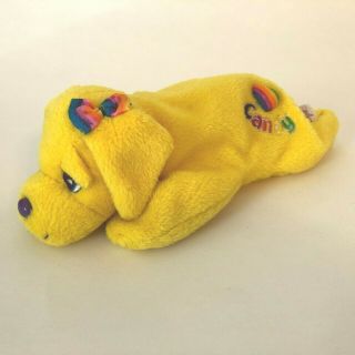 Lisa Frank 1998 Candy Puppy Dog 8 " Bean Bag Plush Stuffed Animal Yellow