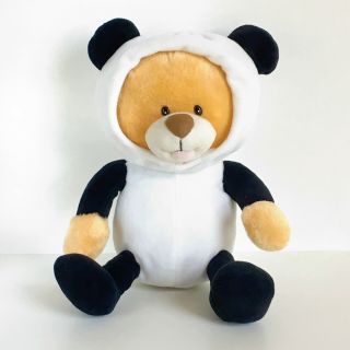 Sound N Light Teddy Bear Tan Plush Wearing Panda Costume Stuffed Animal