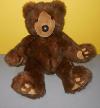 Russ 16 " Teddy Bear Grizzly Bear Named Grizzles Soft Brown Plush W/ Tan Paws
