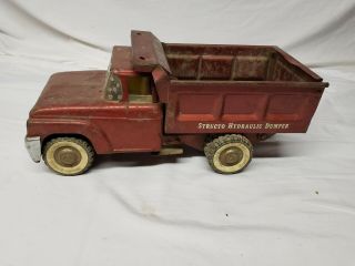 Vintage Structo Hydraulic Dumper Dump Truck Metal Red Toy 14 "