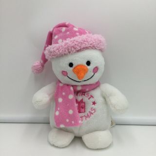 Dan Dee Dandee Snowman My First Christmas White Pink Plush Soft Toy 2013 8 "