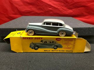 Vintage Dinky Toys 1:43,  England,  No.  150 Rolls - Royce Silver Wraith Grey W/ Box