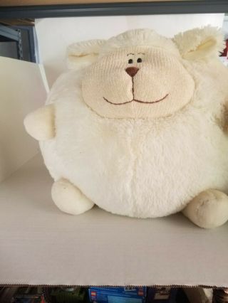 American Mills Sheep Plush Stuffed Animal Round Pillow 15 " Horns Cream