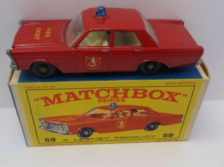 Matchbox 59 Fire Chief Car Ford Galaxie With E3 Box