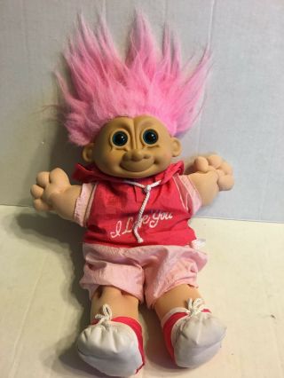 Russ Pink I Love You Vintage Troll 15 " Plush Stuffed Animal